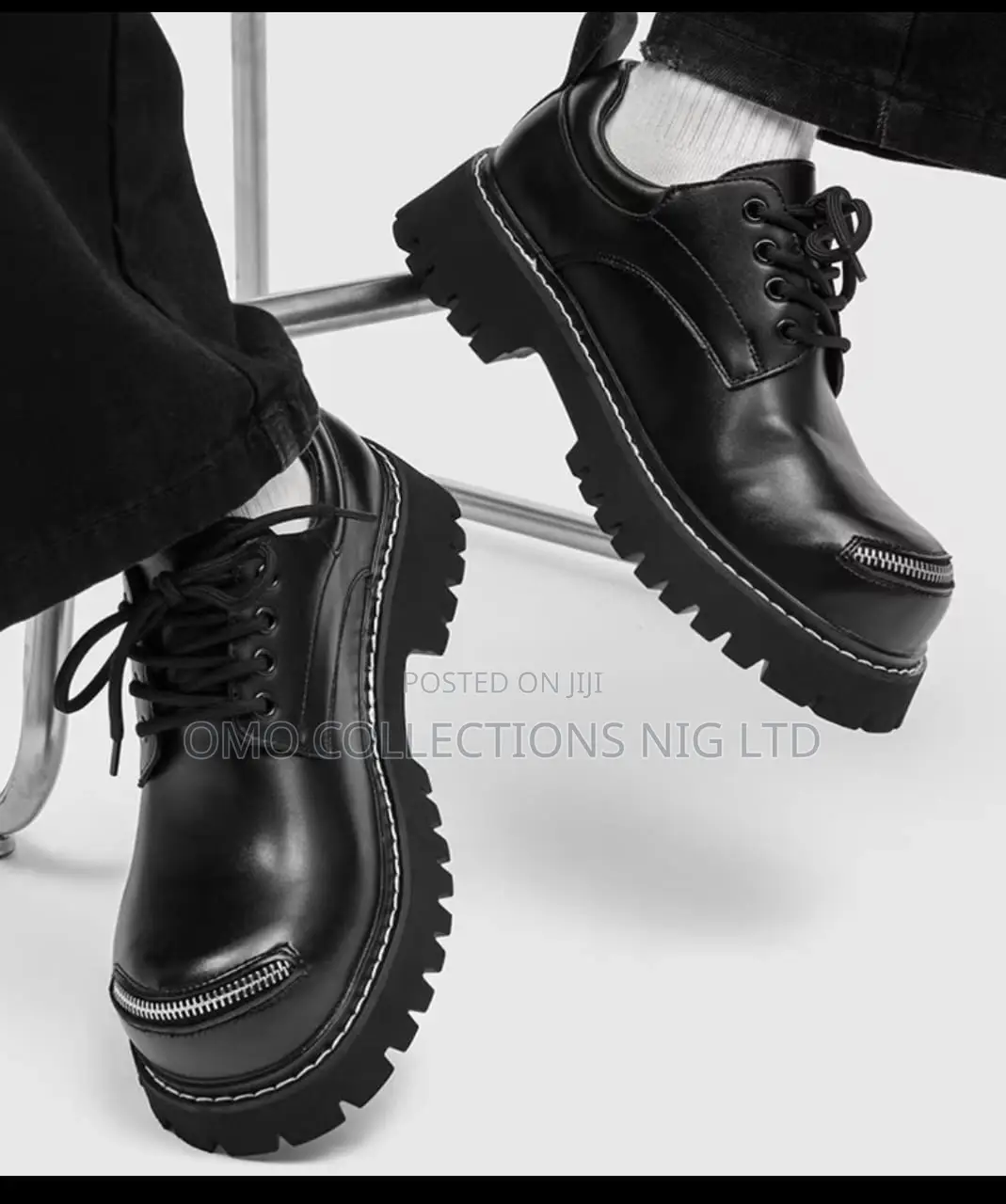 UrbanEdge Men’s Black Leather Zipper Detail Boots – Fully Boxed