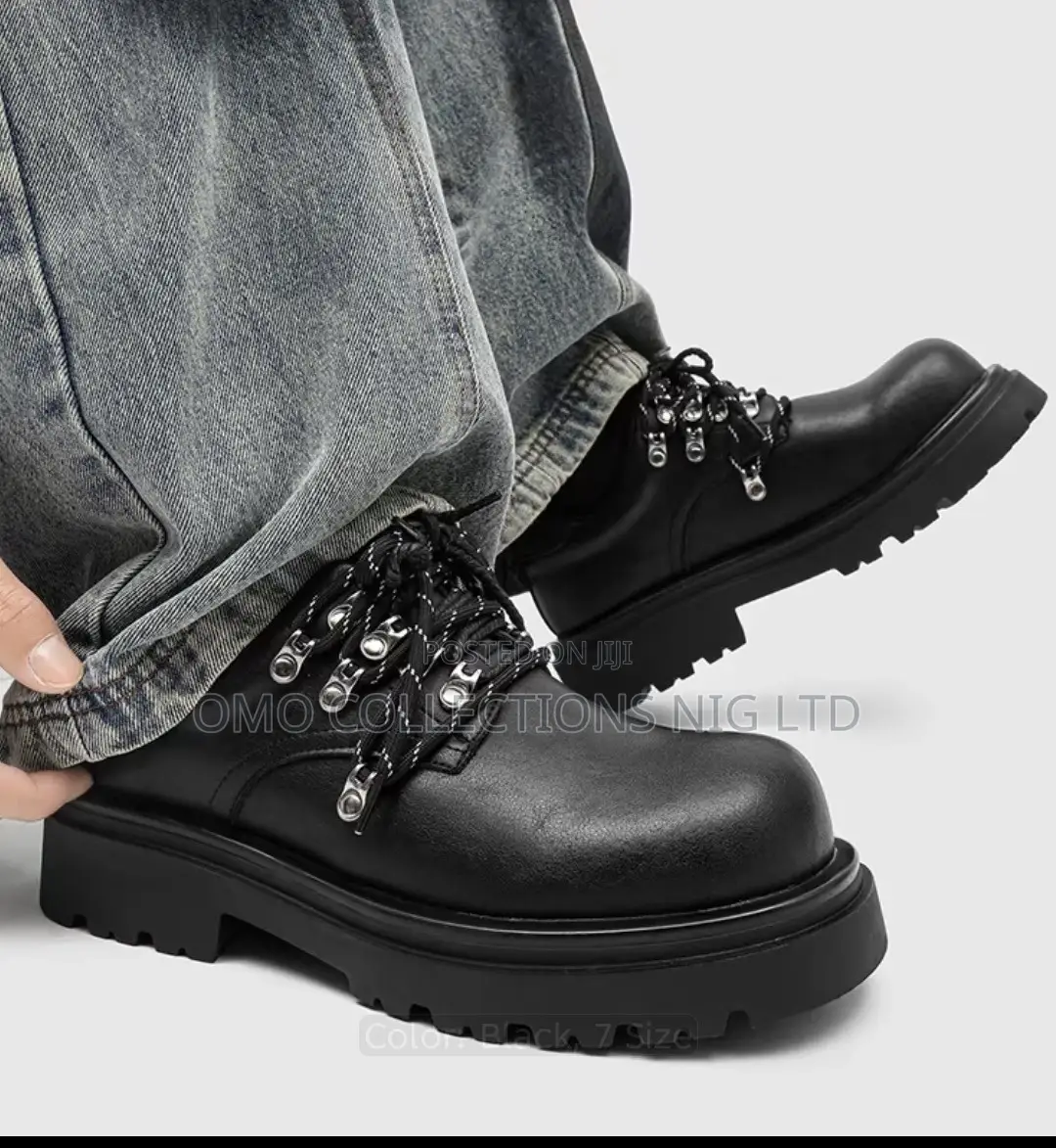 Premium Men’s Black Leather Sole Style Boots – Fully Boxed