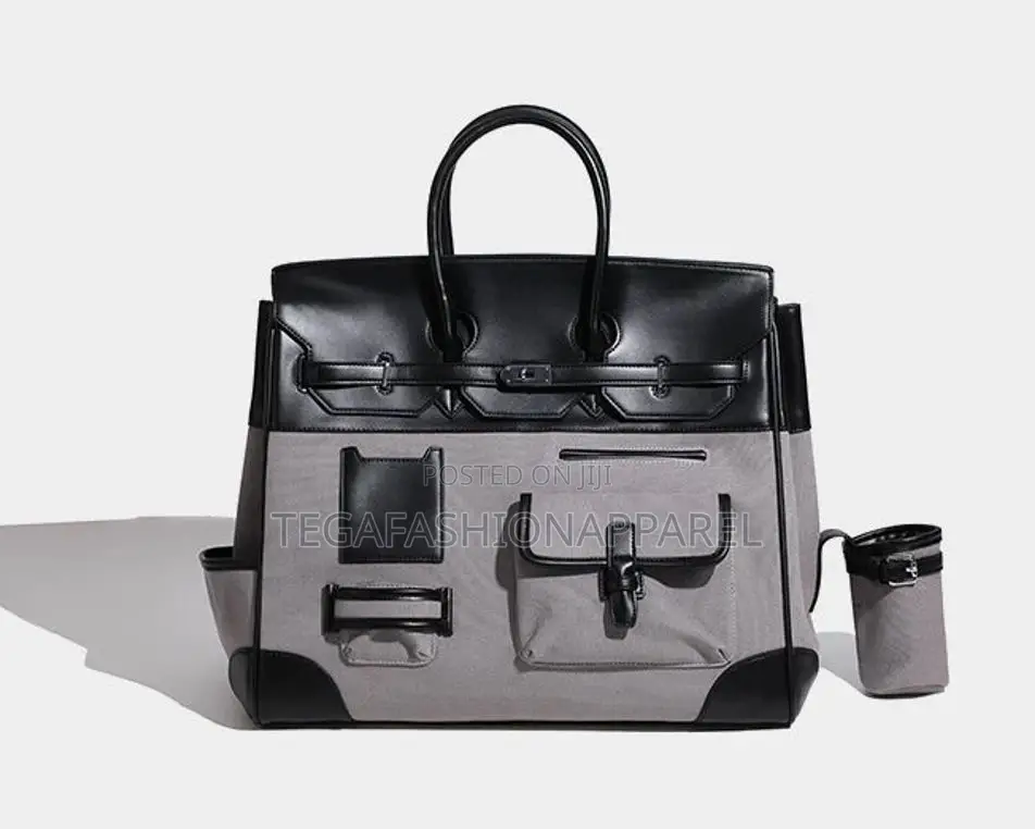 Hermès Bleu Marine Toile and Black Box Calf Cargo Hac 40 Palladium