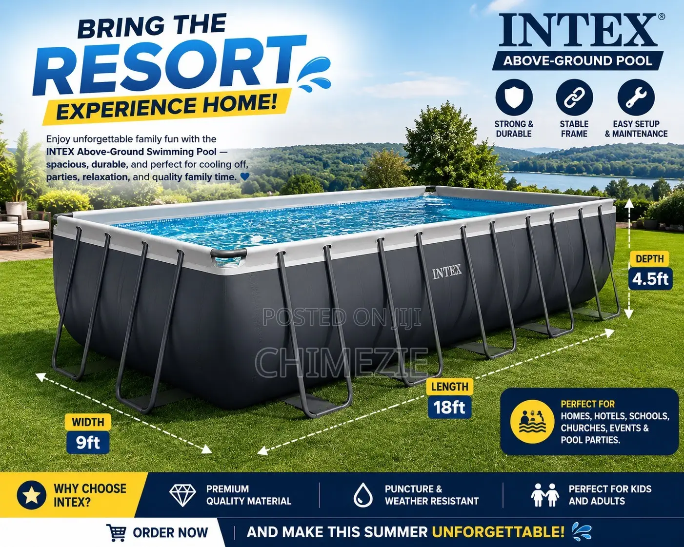 XTR Rectangular Frame Pool(549cm X 274cm X 132 Cm)(18ft X 8ft X 4.5ft)