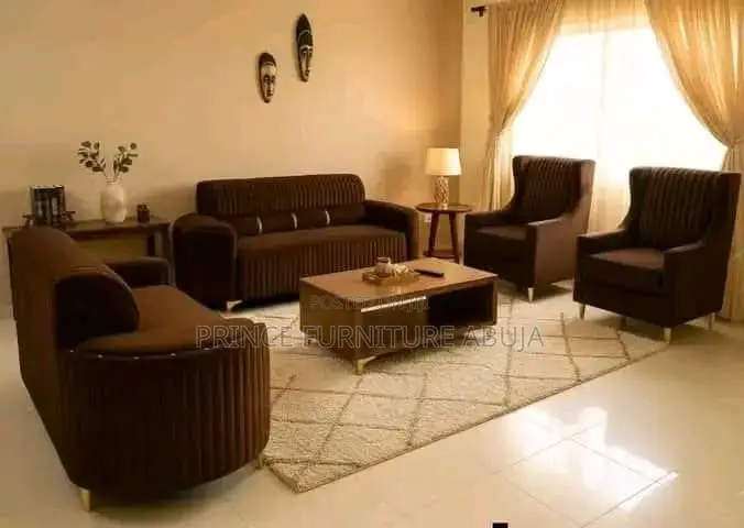 Premium Seller || Luxury 7-Seater Chocolate Brown Sofa Set | Abuja