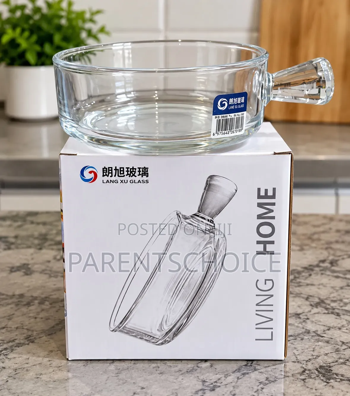 Clear Glass Amala Bowl With a Single Handle