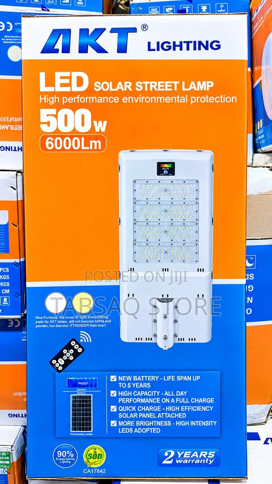 Akt Led Solar Street Light/Lamp | 500w | 6000lm | Warranty: 2 Years