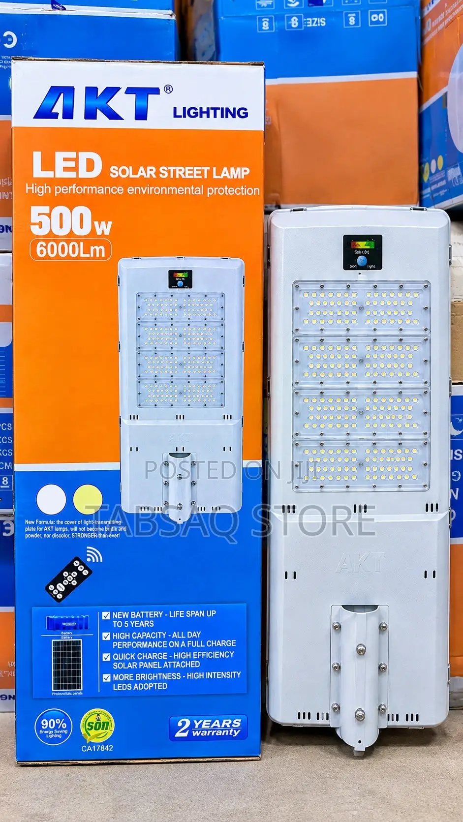 Akt Led Solar Street Light/Lamp | 500w | 6000lm | Warranty: 2 Years