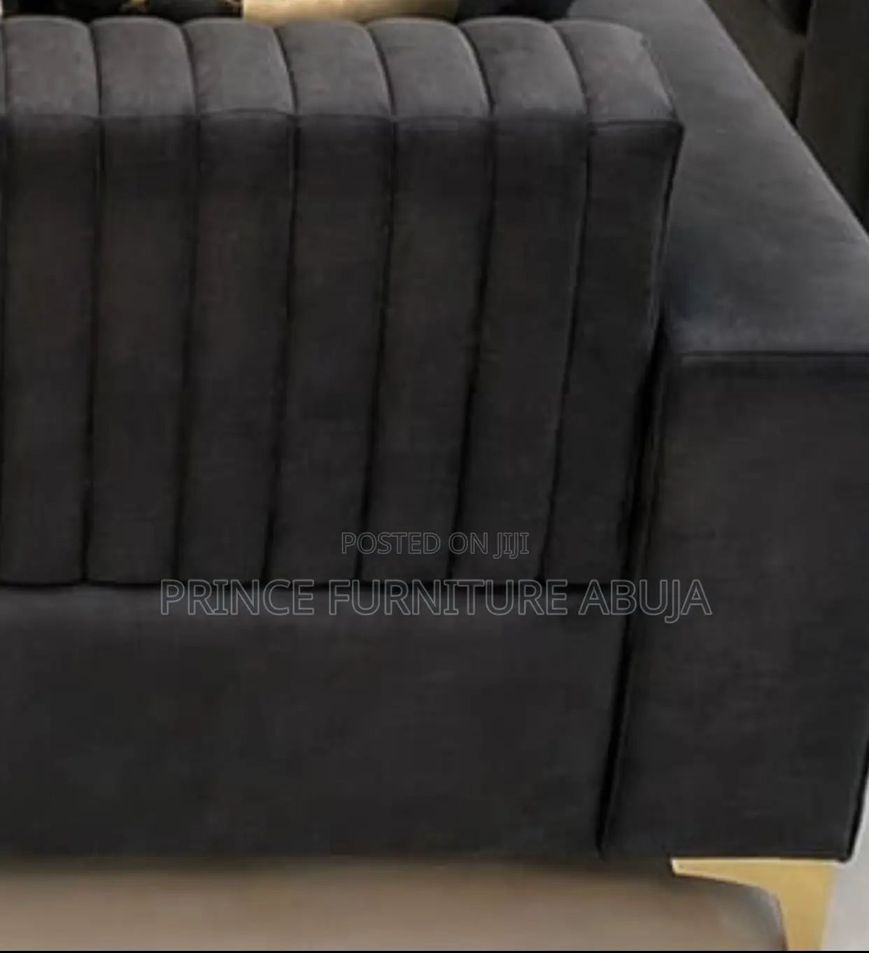 Premium Seller/Modern 7-Seater Black Velvet Sofa Set+Gold Legs | Abuja