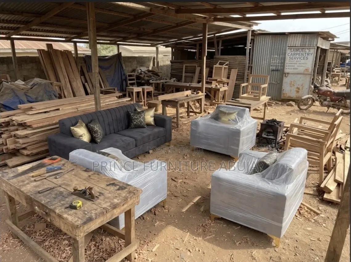 Premium Seller/Modern 7-Seater Black Velvet Sofa Set+Gold Legs | Abuja