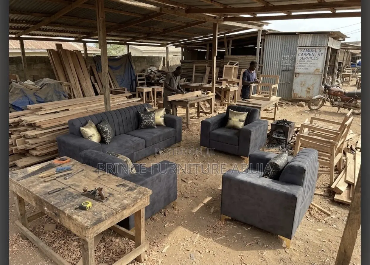 Premium Seller/Modern 7-Seater Black Velvet Sofa Set+Gold Legs | Abuja