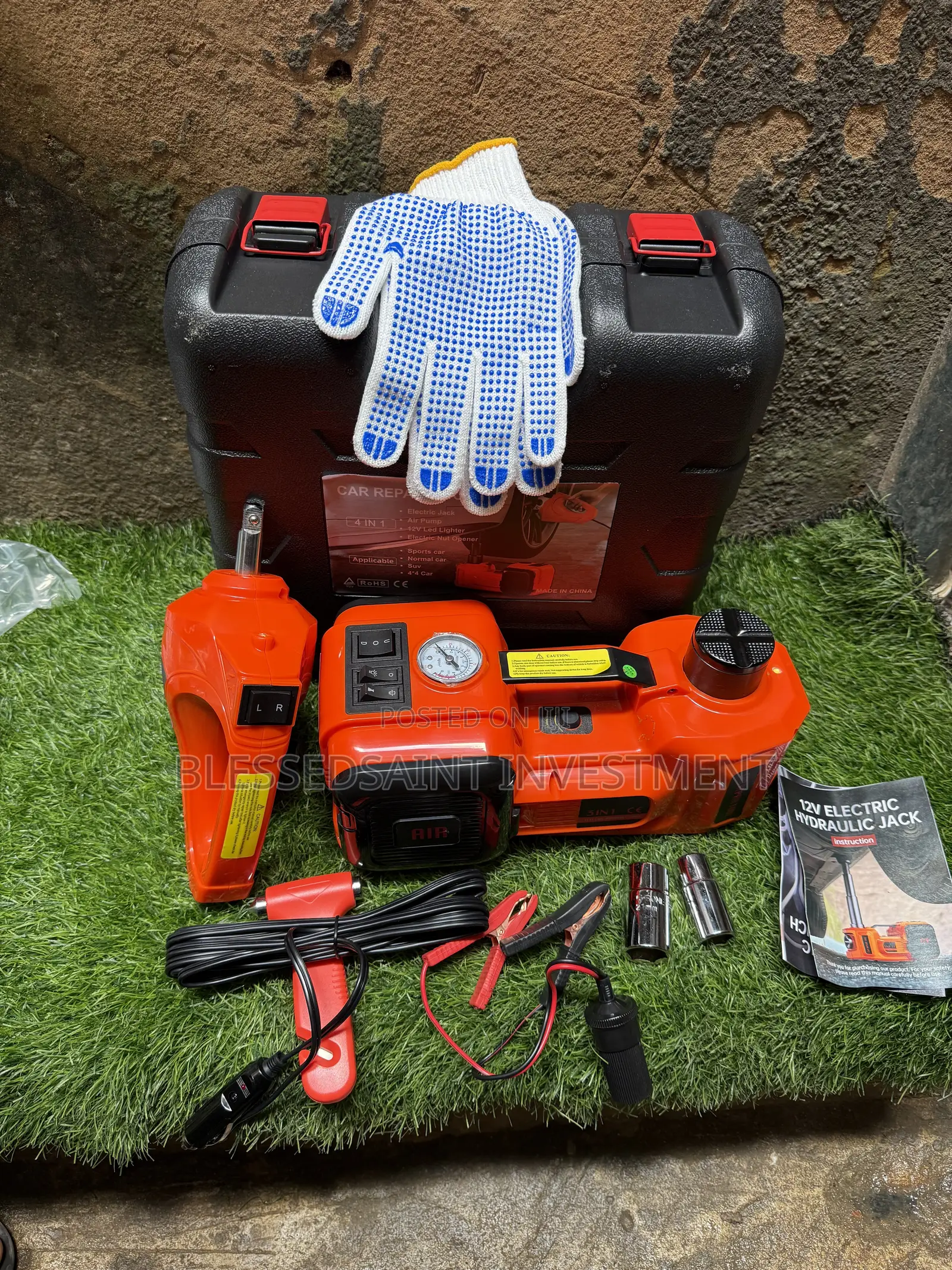 Automatic 5 TON Car Jack With Tyre Inflator Impact Wrench