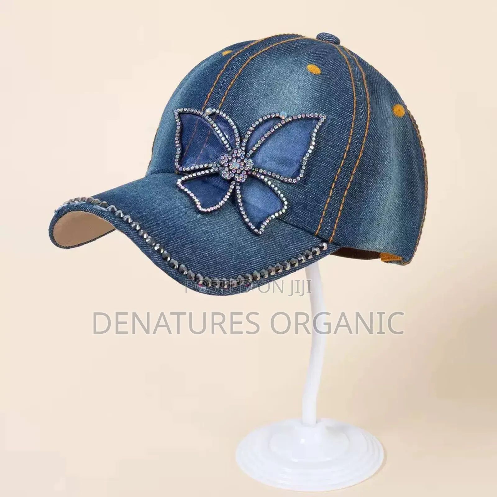 Sparkly Rhinestone Butterfly Embellished Jean Cap