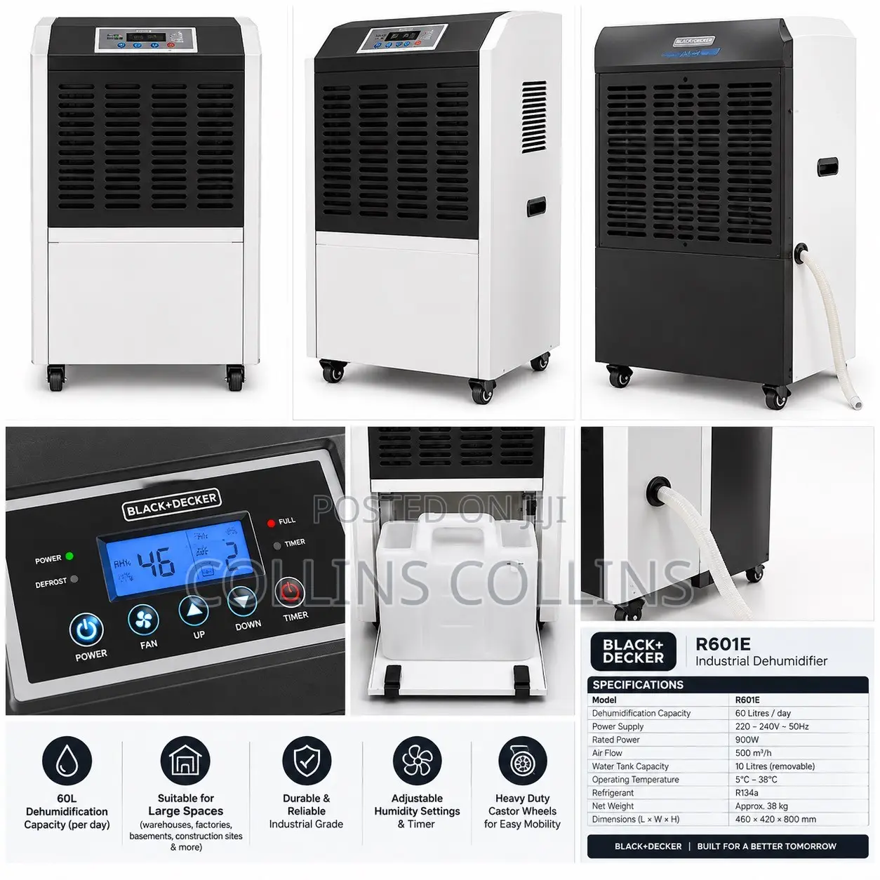 Black Decker 60L Industrial Dehumidifier