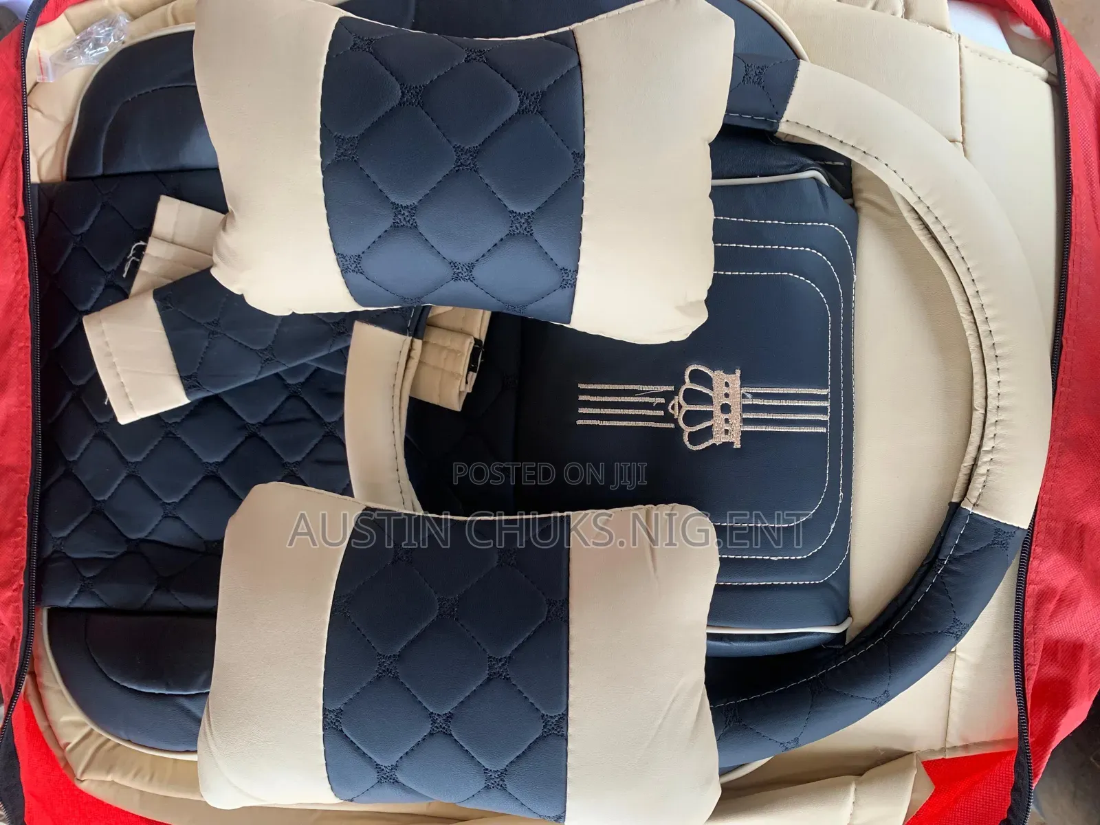 Black and Cream Seat Cover for All Vehicles