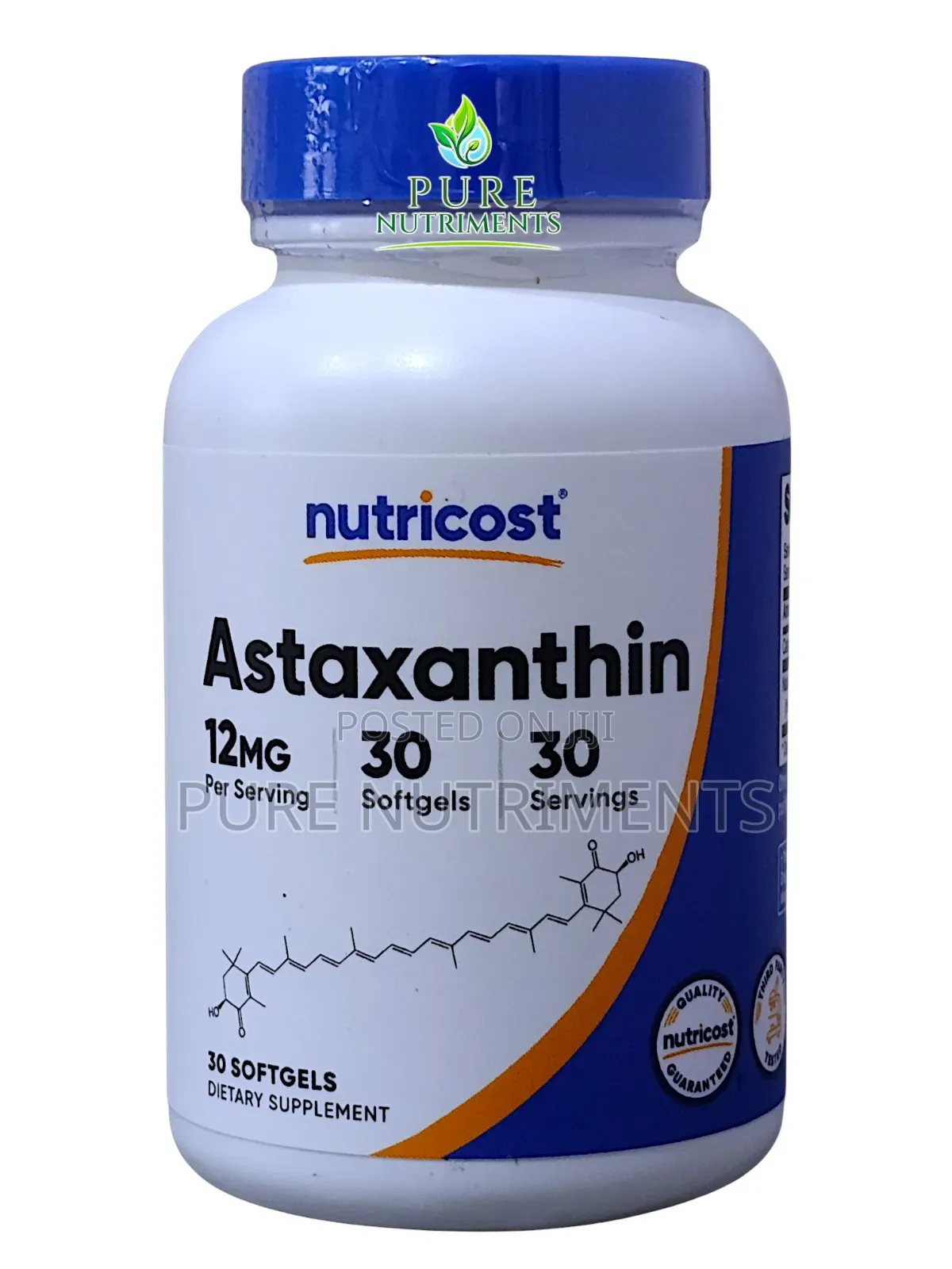 Nutricost Astaxanthin 12mg 30 Softgels Premium Antioxidant Support