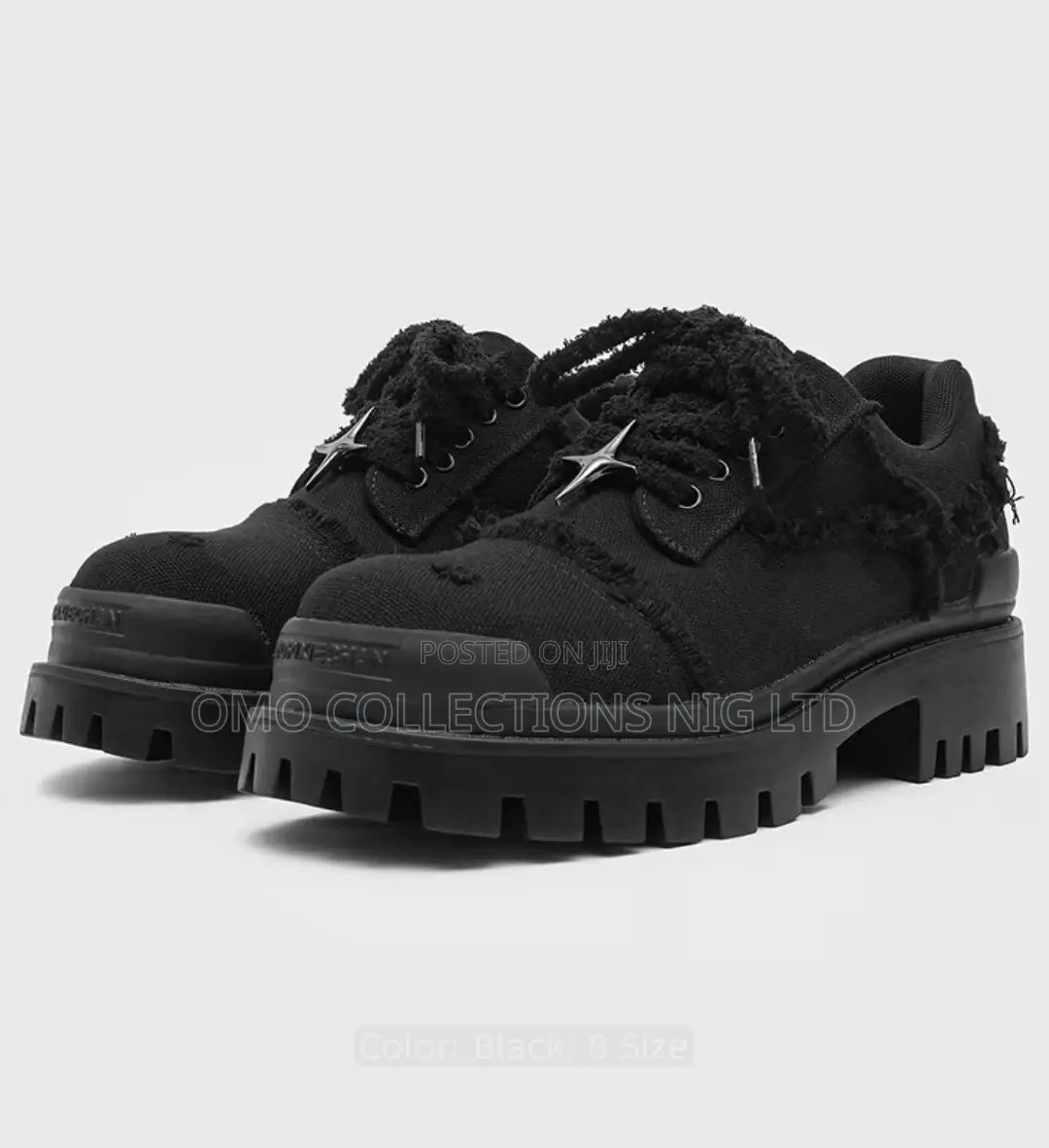 Men’s Black Denim Fabric Lace-Up Shoes – Fully Boxed
