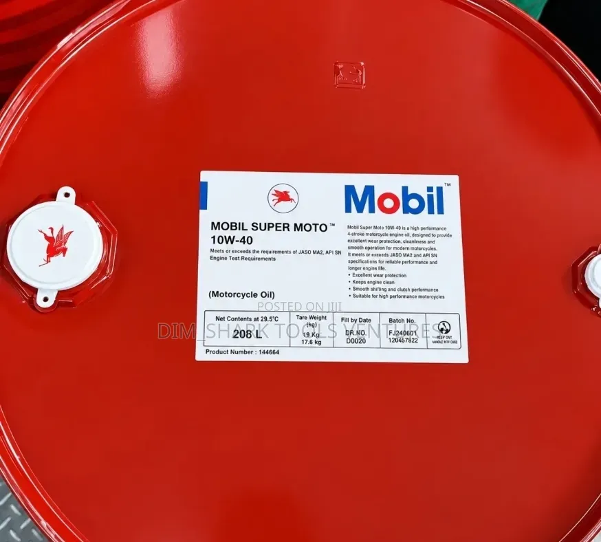 208-Liter Drum of Mobil Super Moto 10w-40 Motorcycle Engine Oil