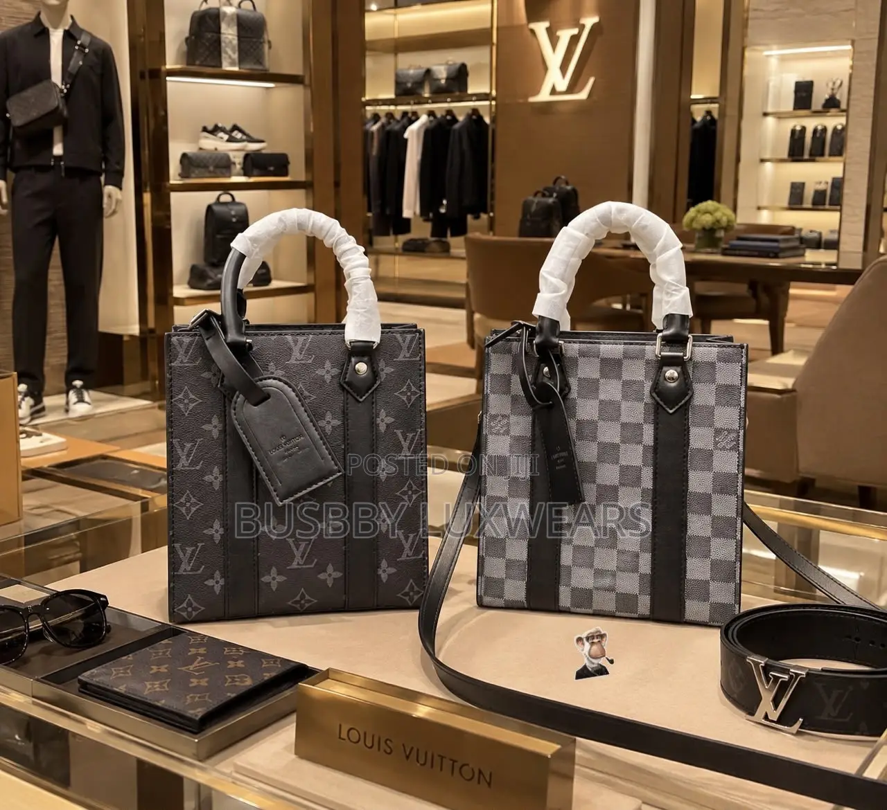 Louis Vuitton Sac Plat Mini-Monogram Eclipse Canvas Bag