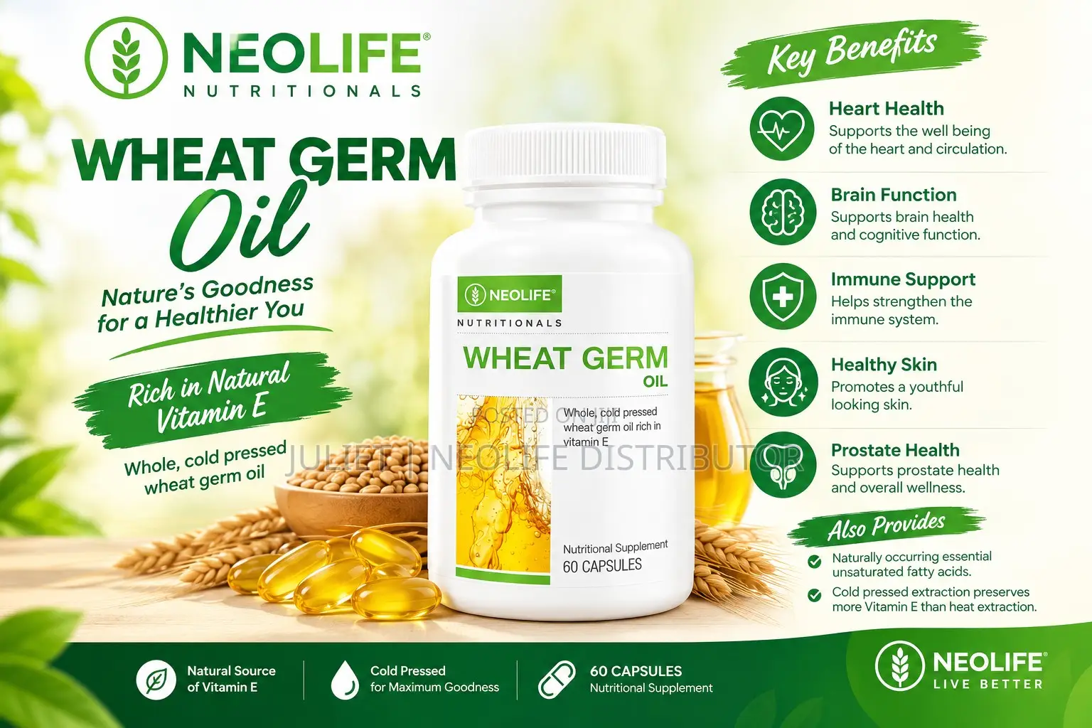 Neolife Wheat Germ Oil - Powerful Antioxidant - Owerri