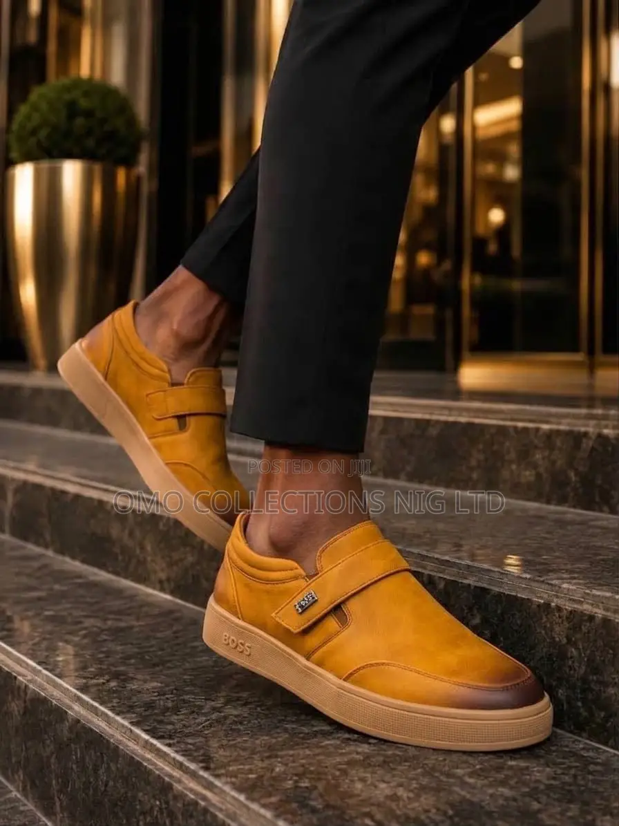Luxury Boss Men’s Leather Slip-on Sneakers – Fully Boxed
