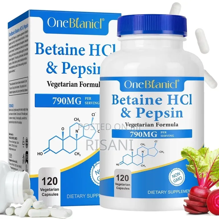Betaine HCl 790 Mg With Pepsin, Healthy Digestion 120 Capsules