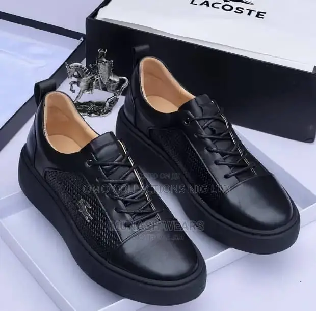 Lacoste Men’s Leather Lace-Up Sneakers – Available in Black and Brown