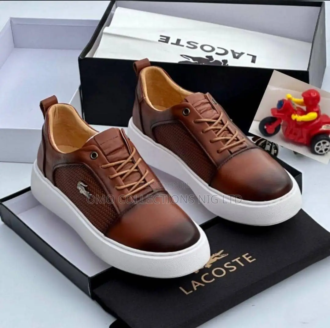 Lacoste Men’s Leather Lace-Up Sneakers – Available in Black and Brown