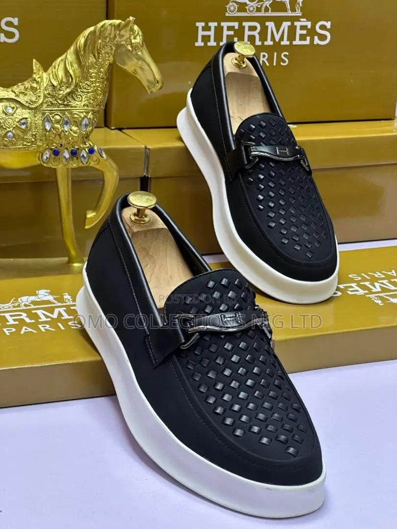 Hermès Men’s Black Woven Loafers – Stylish and Elegant | Fully Boxed