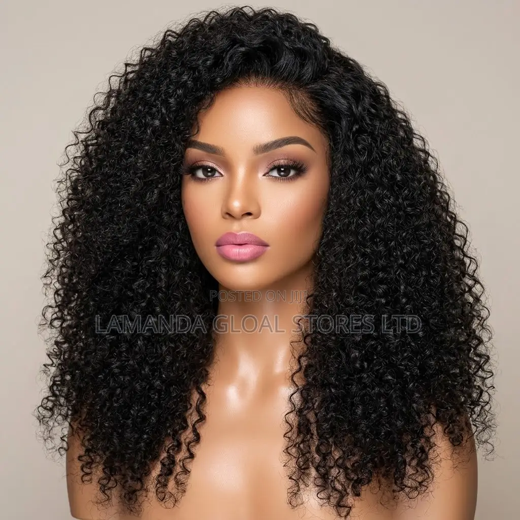 Long Kinky Curly Lace Front Human Hair Wig With Baby Hair