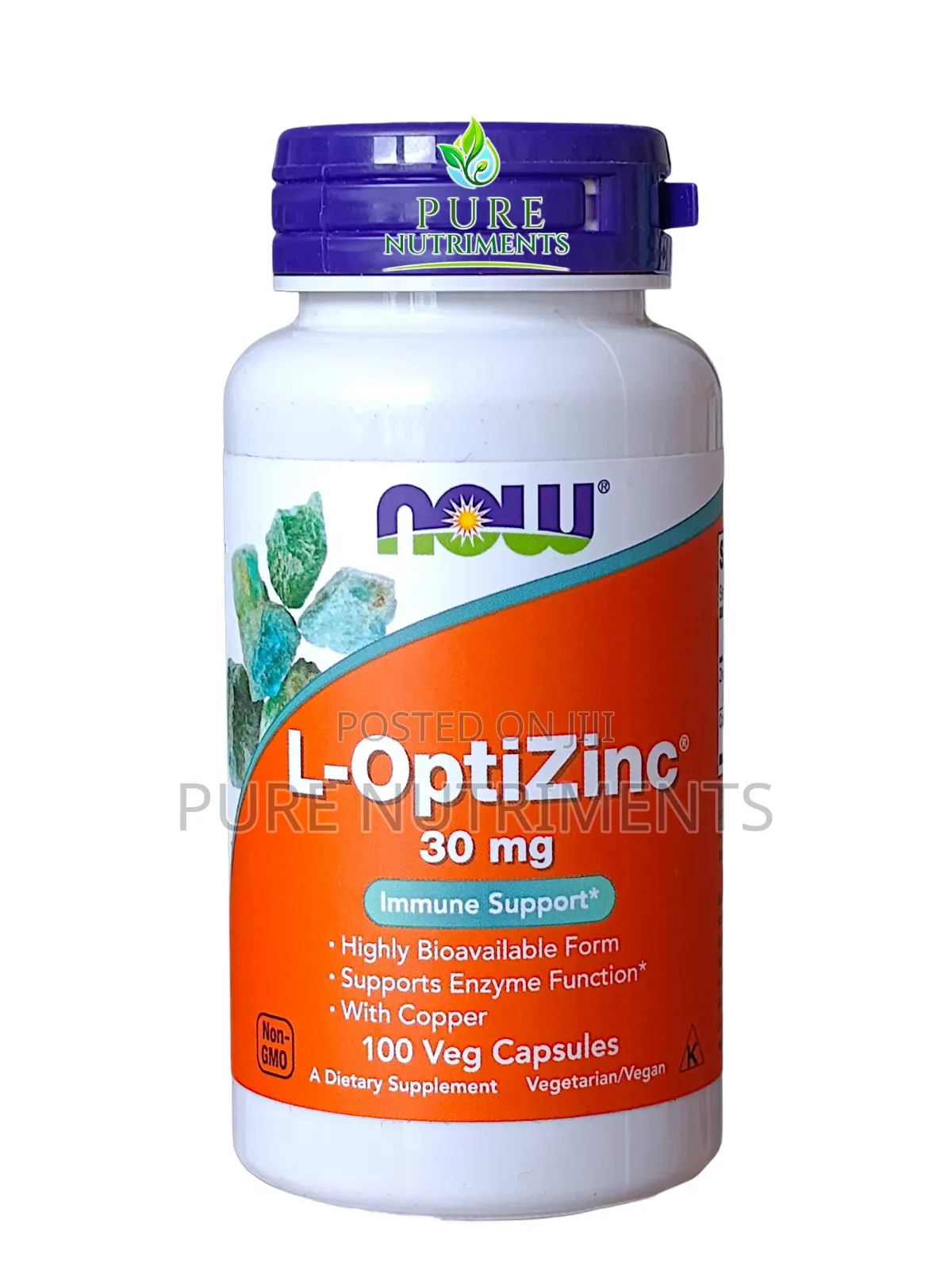 L-Opti Zinc 30mg Copper 0.3mg 100 Veg Caps_ Immune Skin Support