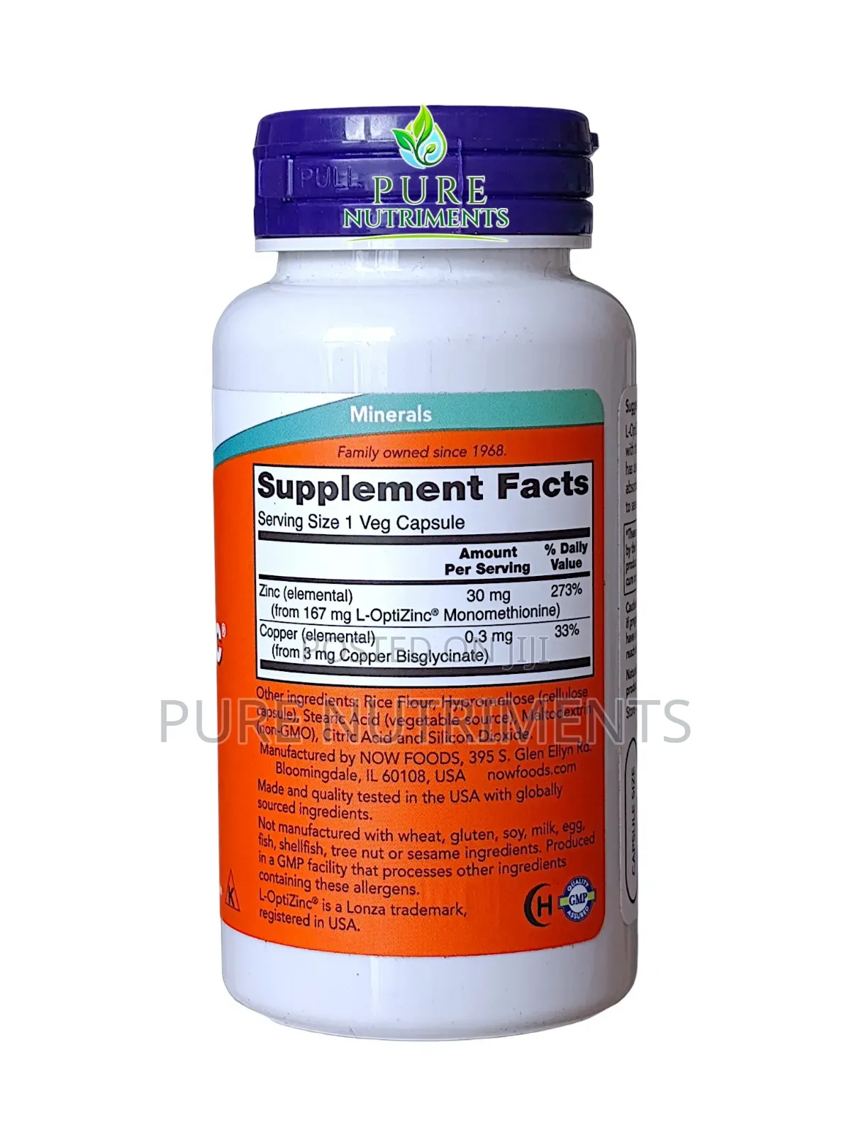 L-Opti Zinc 30mg Copper 0.3mg 100 Veg Caps_ Immune Skin Support