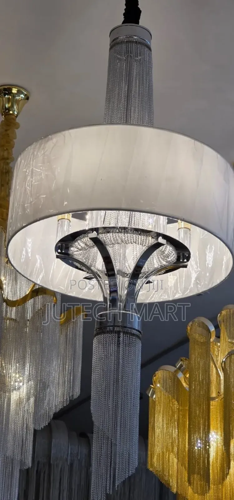 Modern Crystal Pendant Chandelier – Luxury Drum Shade Ceiling Light