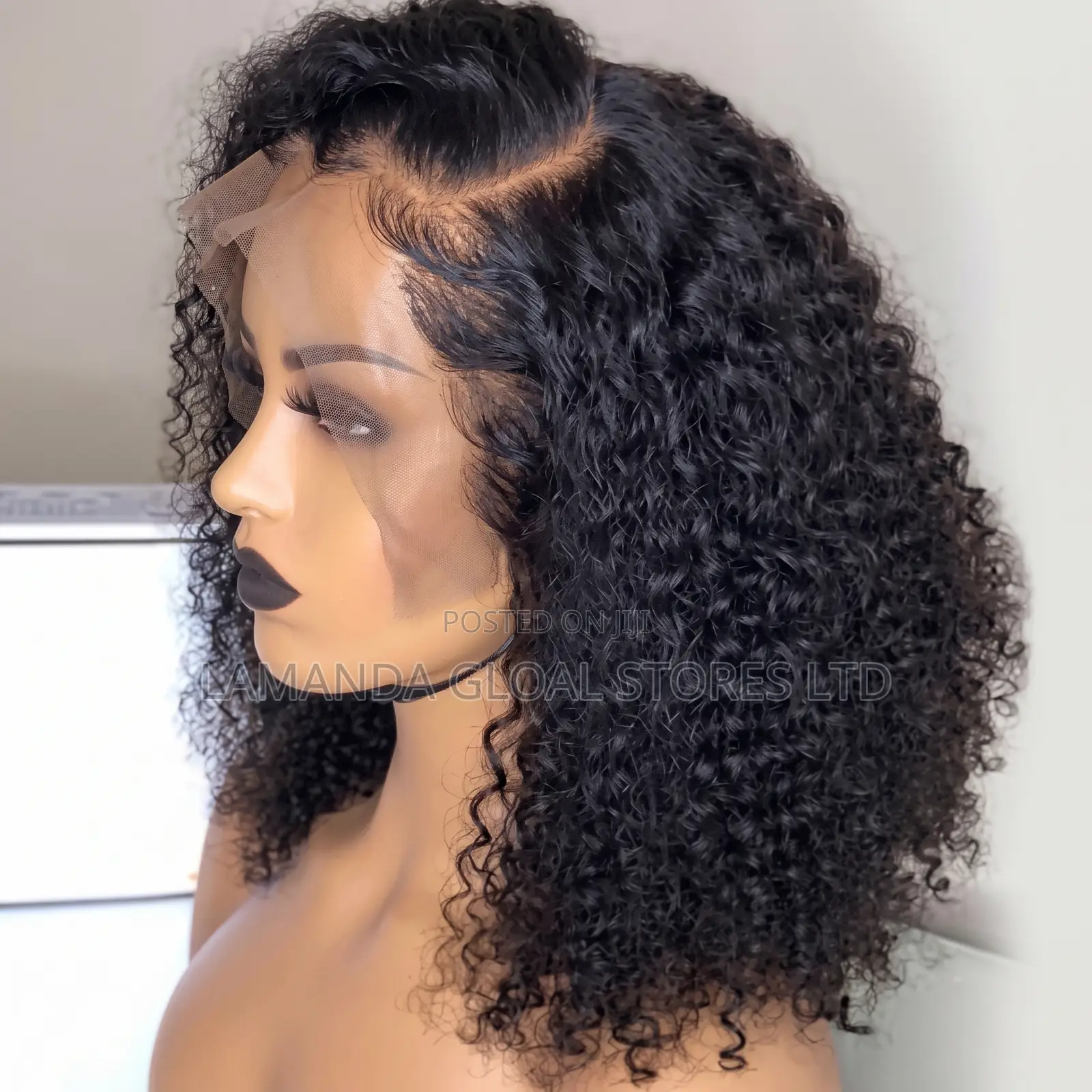 Short Deep Curly Bob Lace Front Human Hair Wig Side Part