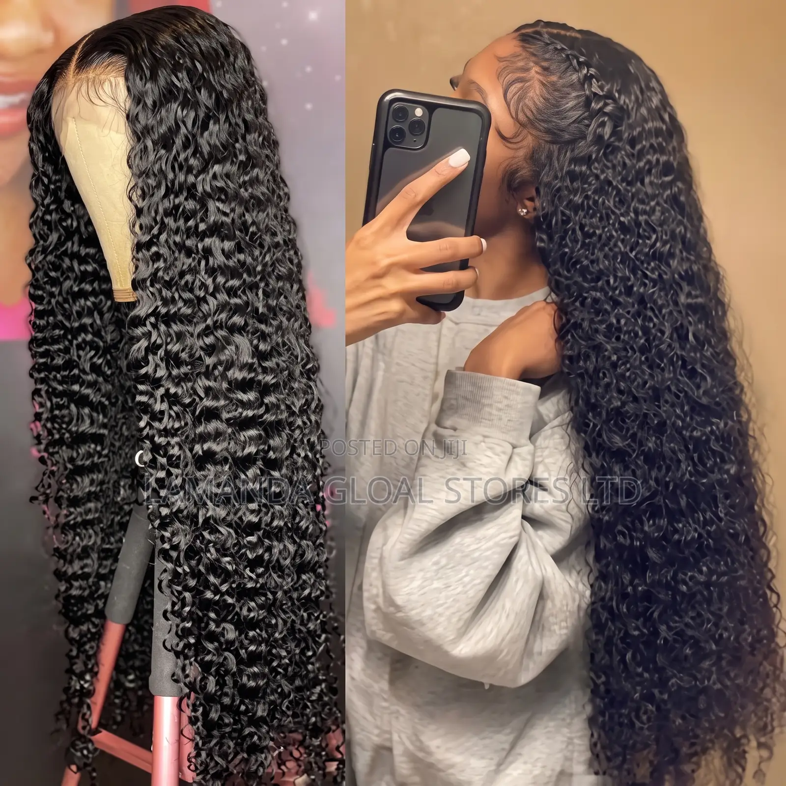 Long Deep Wave Lace Front Human Hair Wig With Braids