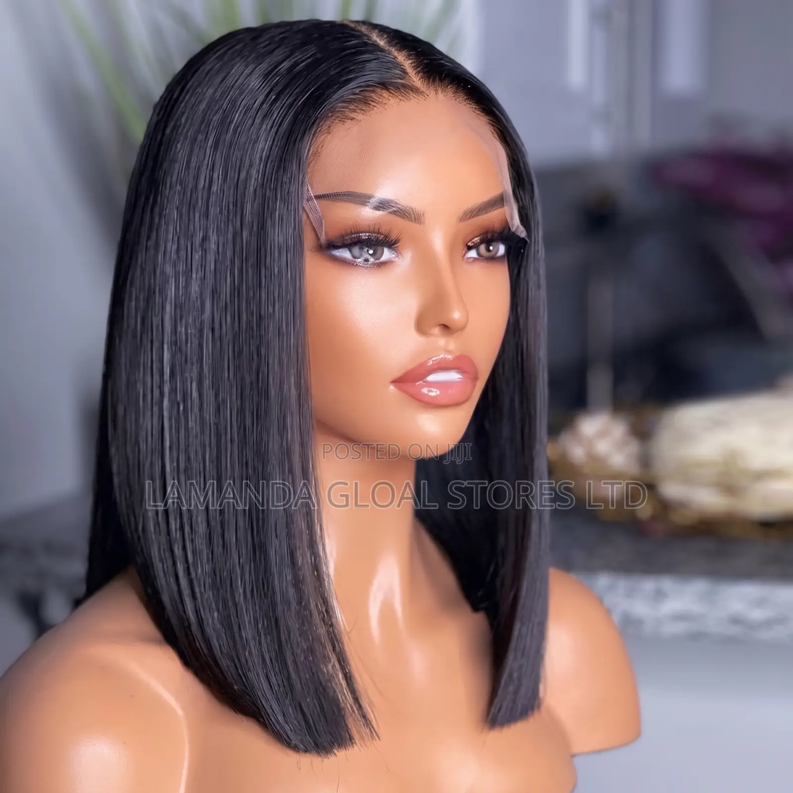 Short Straight Blunt Cut Bob Lace Front Human Hair Wig