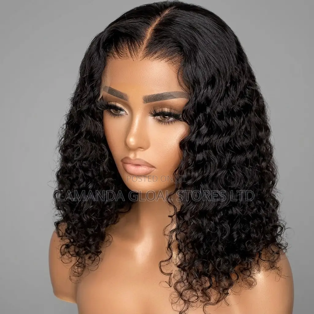 Brazilian Deep Wave Short Bob Transparent Lace Front Human Hair Wig