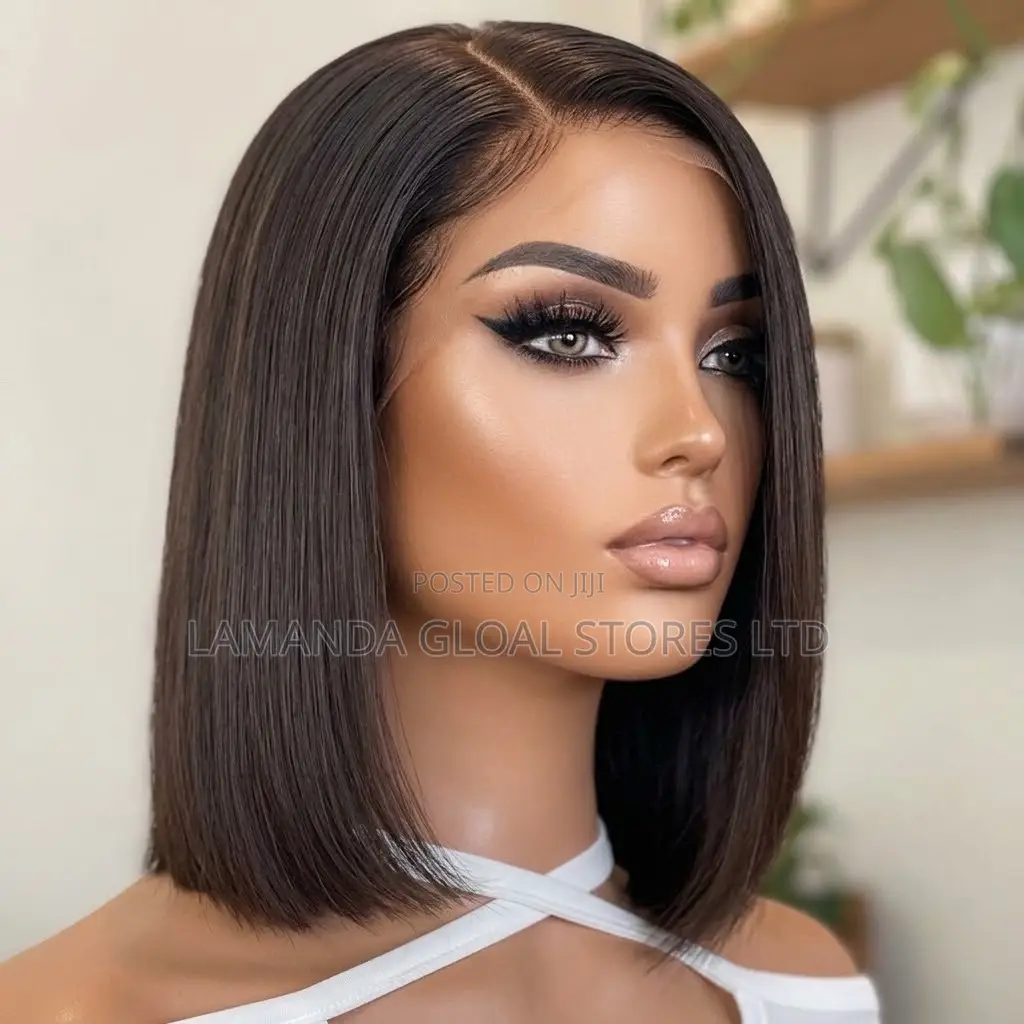 Short Straight Side Part Bob Lace Front Human Hair Wig