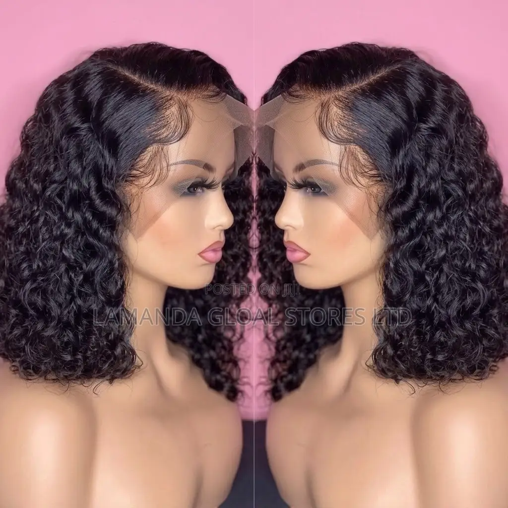 Short Deep Wave Curly Bob Lace Front Hair Wig Side Part