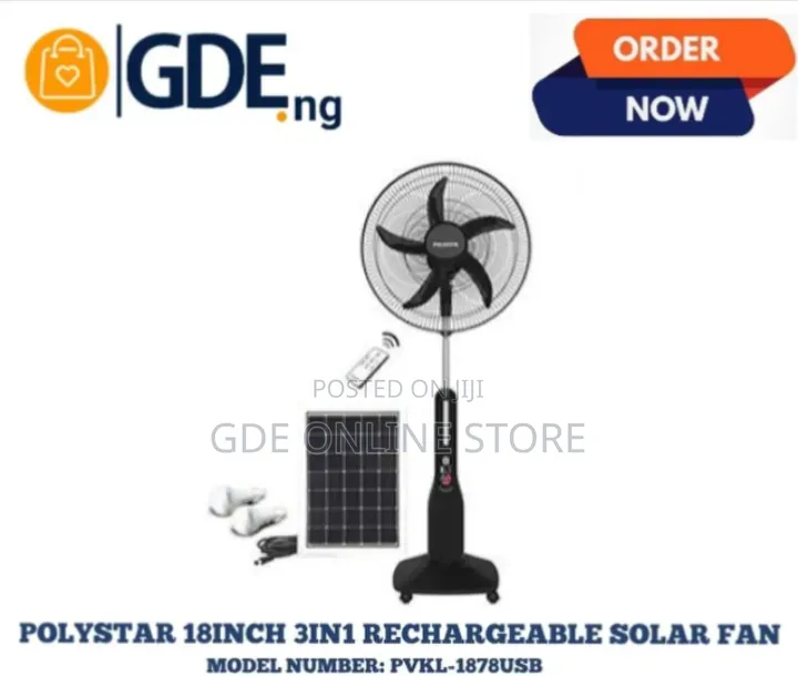 Polystar 18inch 3in1 Rechargeable Solar Fan