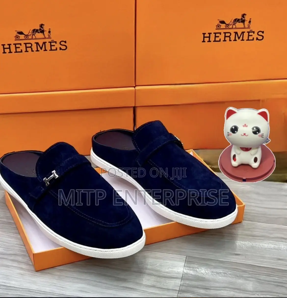 Hermes Men Suede Mule