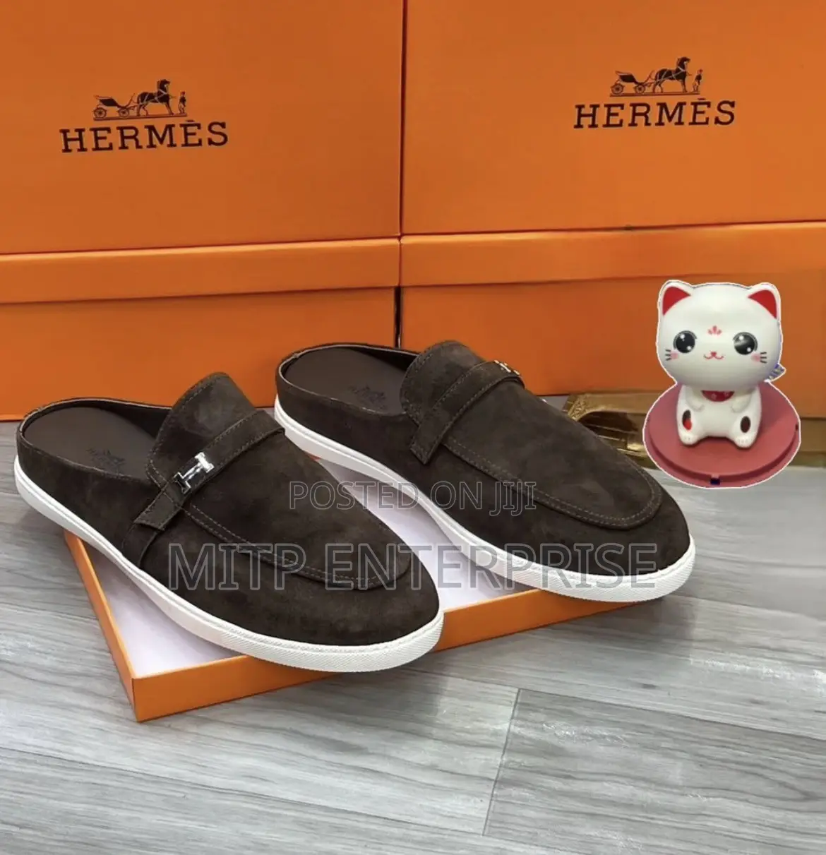 Hermes Men Suede Mule