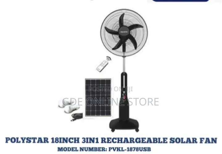 Polystar 18inch 3in1 Rechargeable Solar Fan