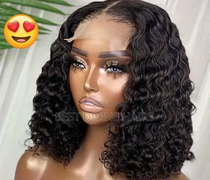 14"- 4*4 Full Clodure Deep Wave Wig  Human Hair