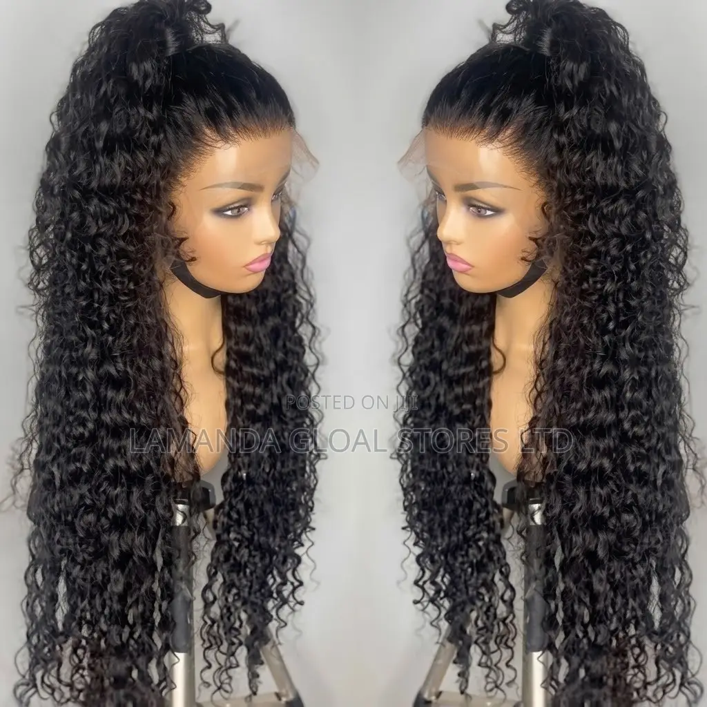 Long Deep Wave Curly Lace Front Human Hair Wig Half-Up