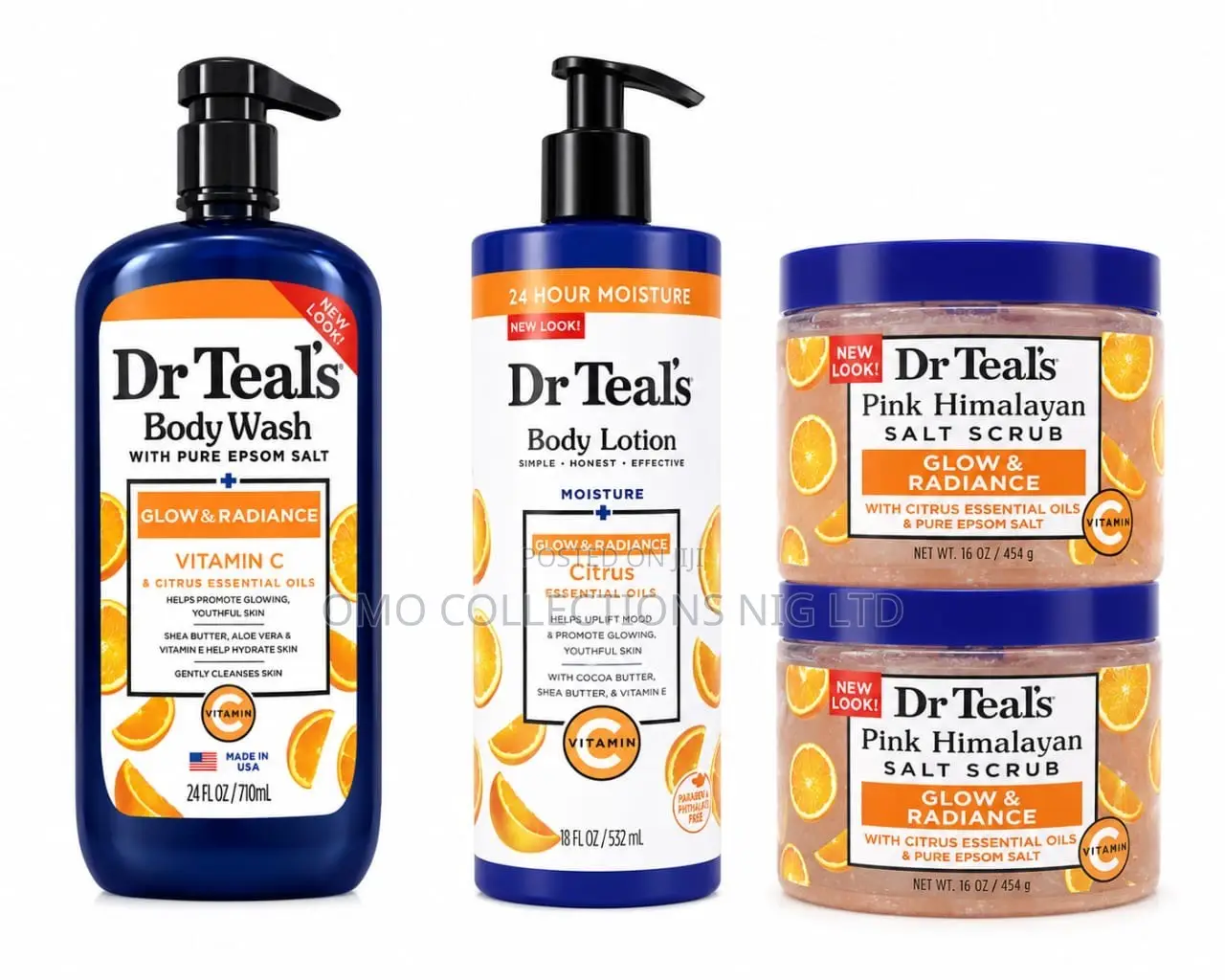 Dr Teal’s Glow 4-in-1 Skincare Set – Body Wash, Lotion 2 Salt Scrubs