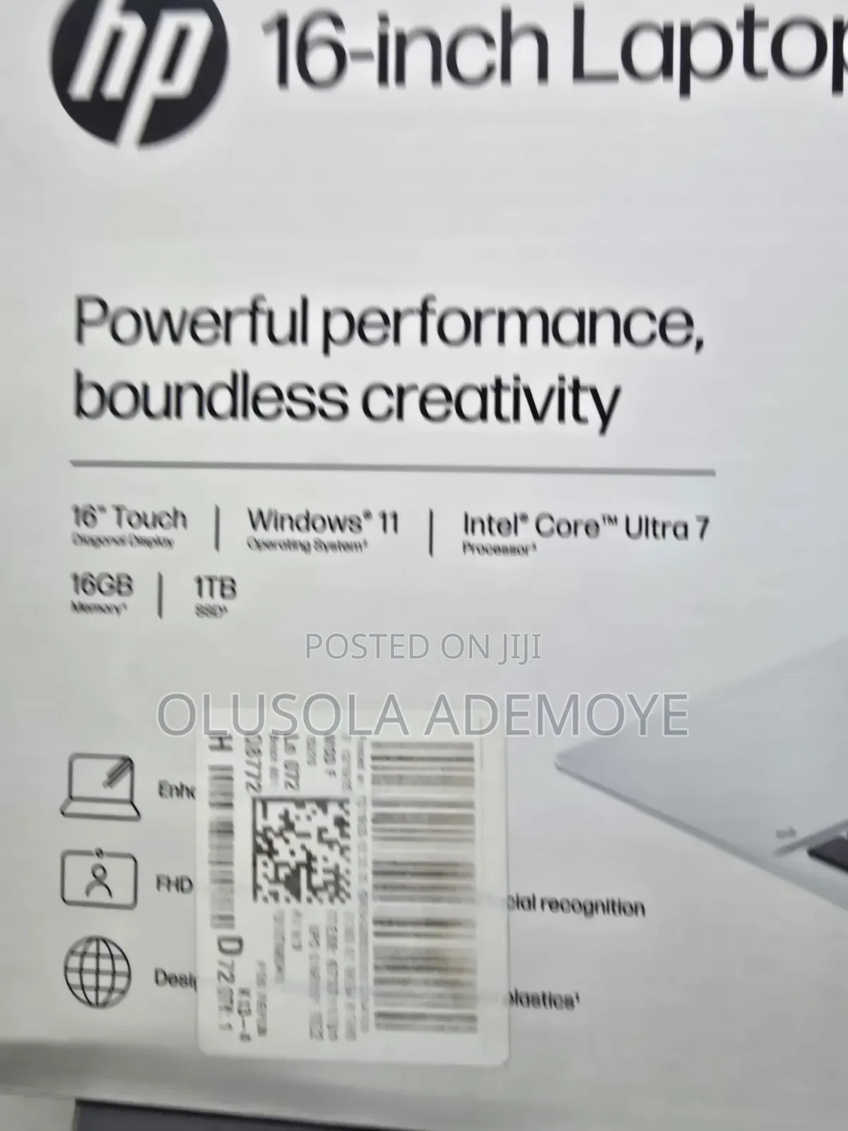 New Laptop HP OmniBook 5 16" 16GB Intel Core Ultra 7 SSD 1T