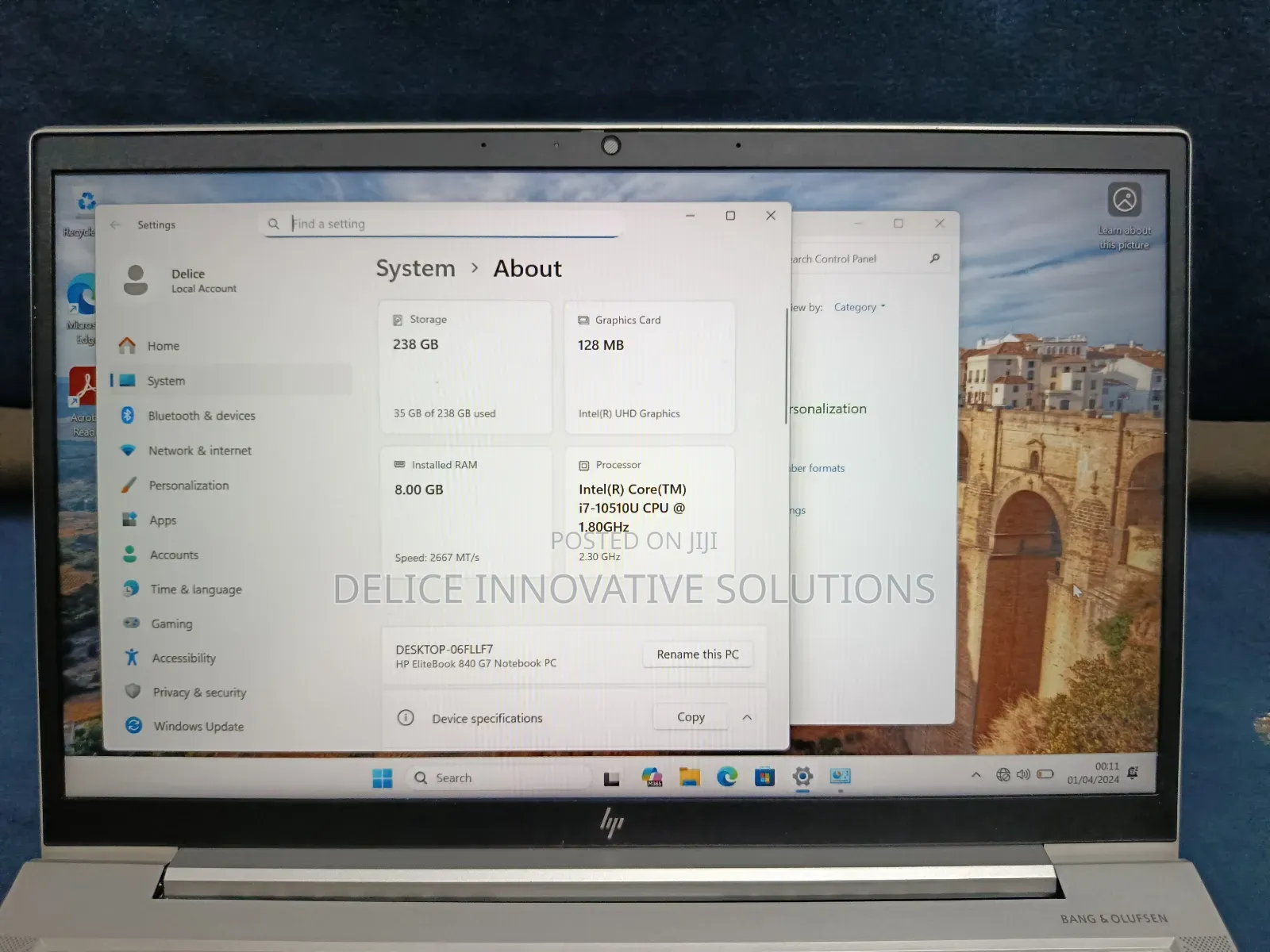 Laptop HP EliteBook 840 G7 8GB Intel Core i7 SSD 256GB