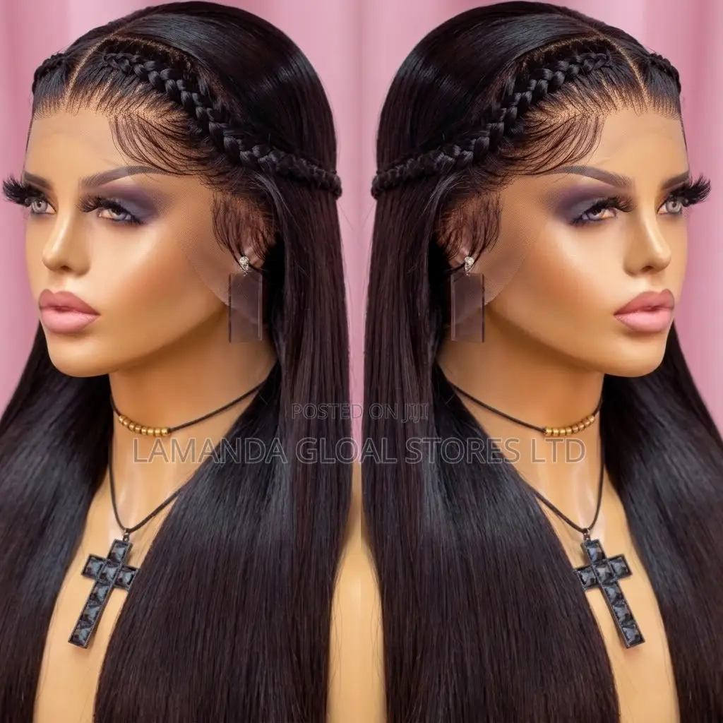 Long Straight HD Lace Front Human Hair Wig Braided Headband Style