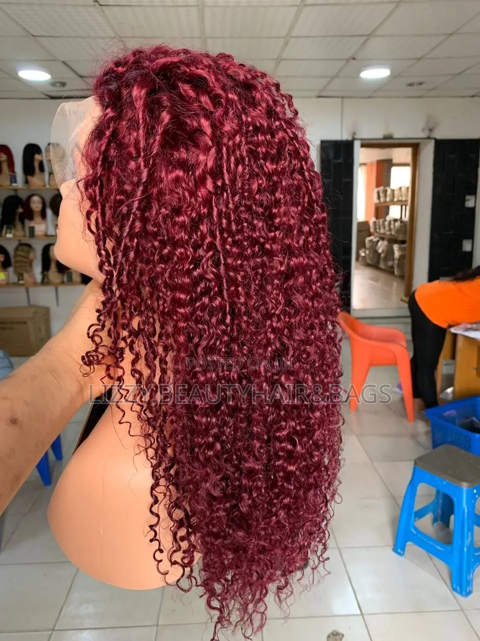 13*4 Pixie Curl 99j Color Full Frontal Human Hair Wig