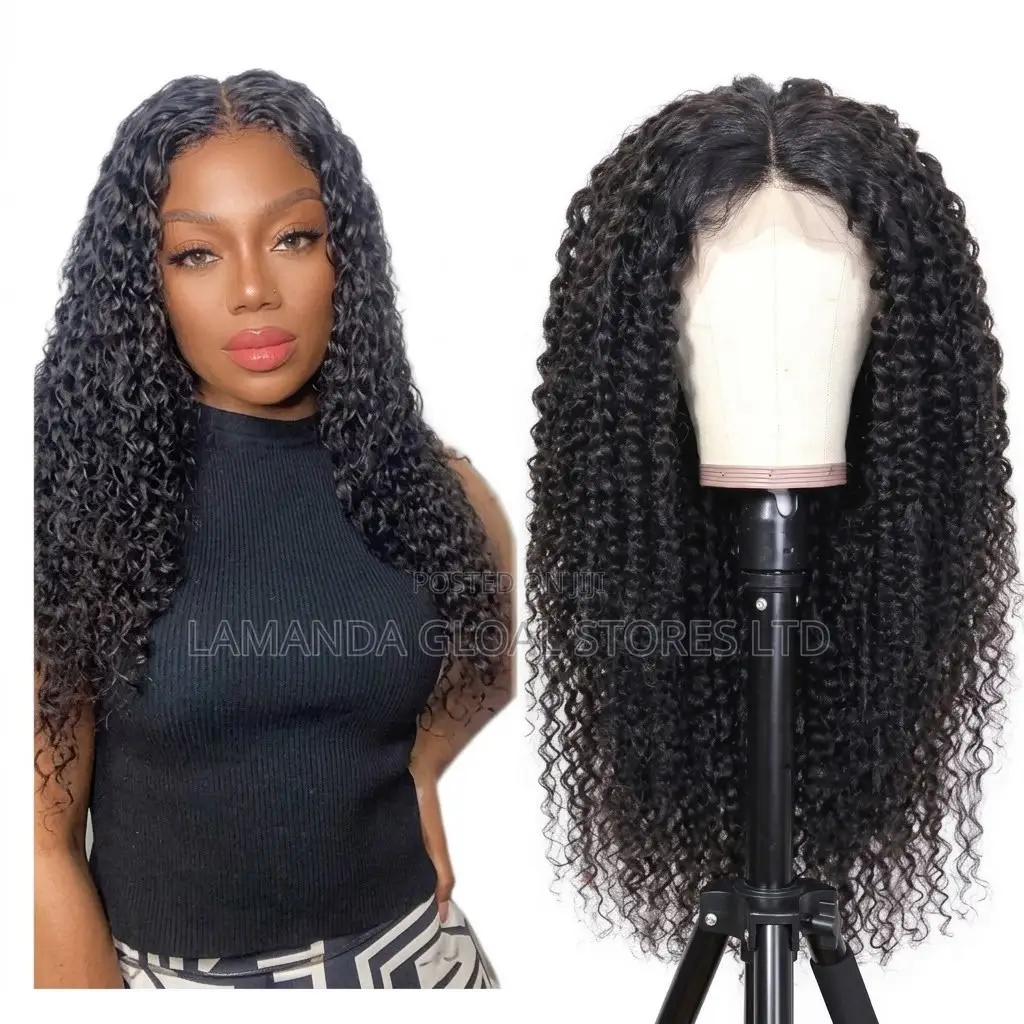 Long Kinky Curly Middle Part HD Lace Front Human Hair Wig