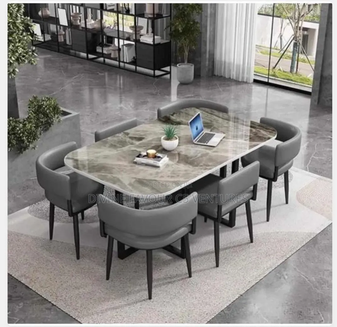 Marble Dining Set With Metal Legs