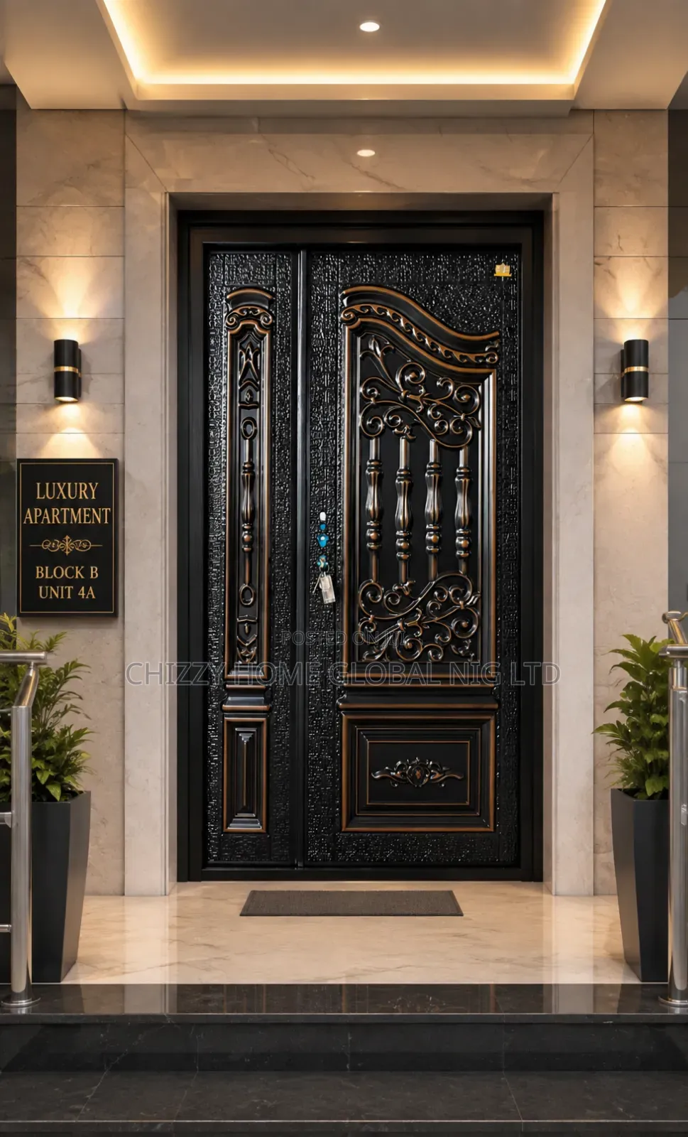 Armored Security Italian Copper Cast Door Bible Design 7ft by 4ft