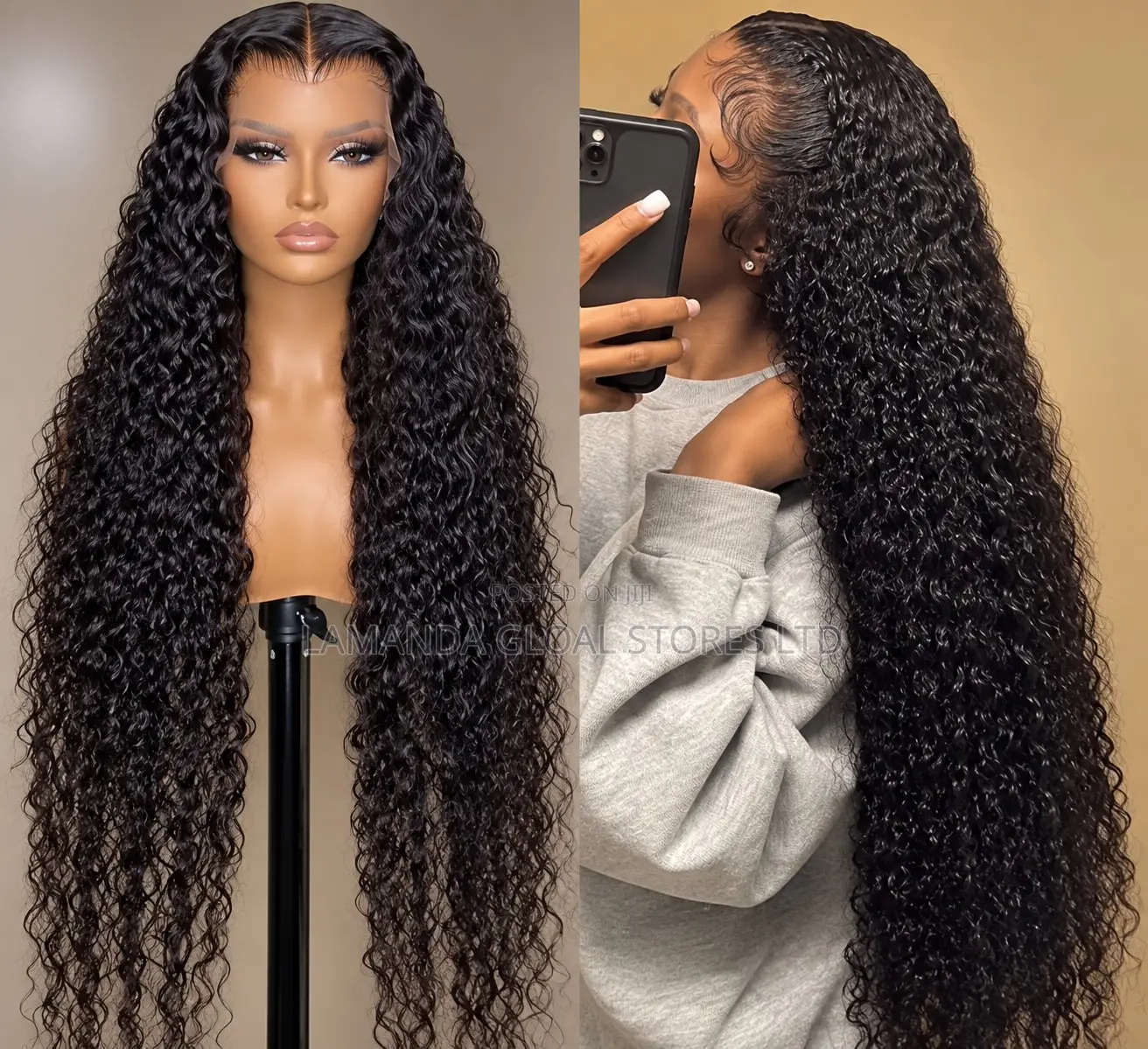 Long Kinky Curly Middle Part HD Lace Front Human Hair Wig